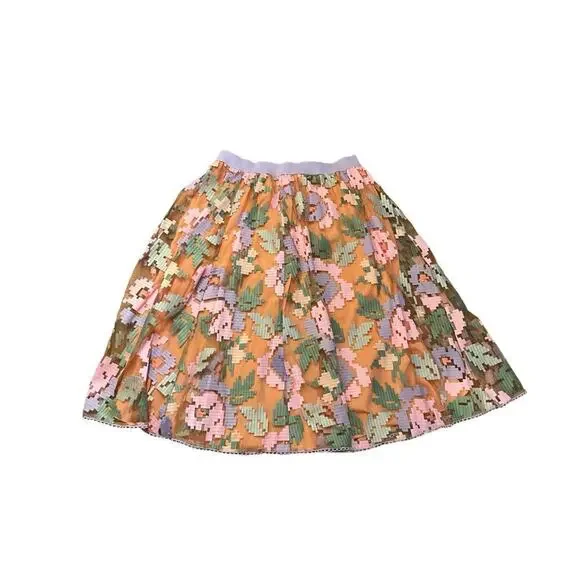 NWT Maeve Anthropologie Pixelated Tulle A-Line Skirt Midi Multicolor Women L NEW